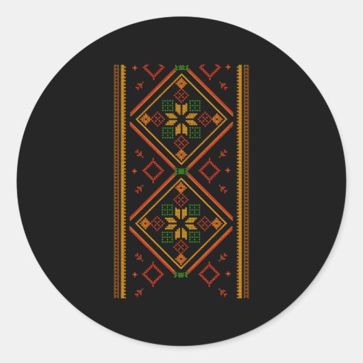Sticker Rond Vyshyvanka Broderie ukrainienne Brodée Pro Uk (Devant)
