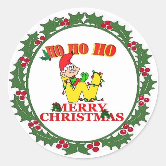 STICKER ROND W - CHRISTMAS ELF MONOGRAM SEAL (Devant)
