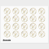 Sticker Rond W Monogram Faux Or Enveloppe Ou Favoriser Le Sceau (Feuille)