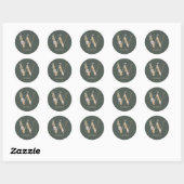 Sticker Rond W Monogram Floral Personnalisé (Feuille)