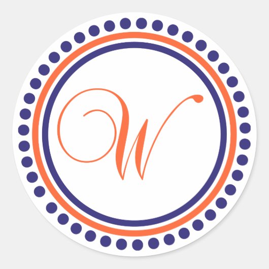 Sticker Rond W Monogramme (bleu / orange point cercle) (Devant)