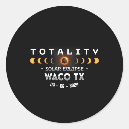 Sticker Rond Waco Tx Total Solaire Eclipse 2024 (Devant)