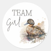 Sticker Rond Waddle It Be Duck Gender Reveal Team Girl Voting (Devant)