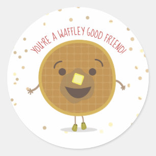 Sticker Rond Waffley Good Friend Waffle Valentine Kids
