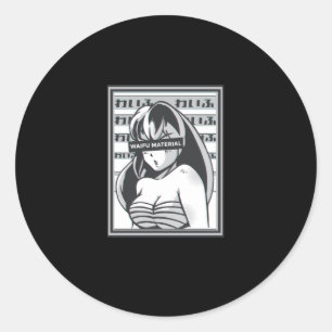 Sticker Rond Waifu, matériau anime