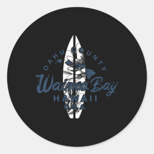 Sticker Rond Waimea Y Hawaii North Shore Oahu Surf Hawaïen