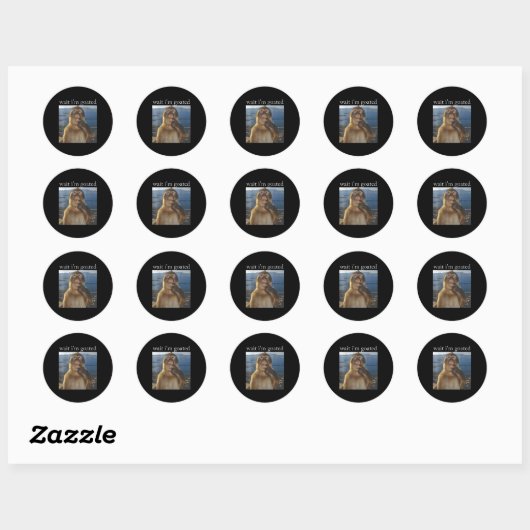 Sticker Rond Wait I'm Goated Funny Thinking Monkey Meme Gen Z H (Feuille)