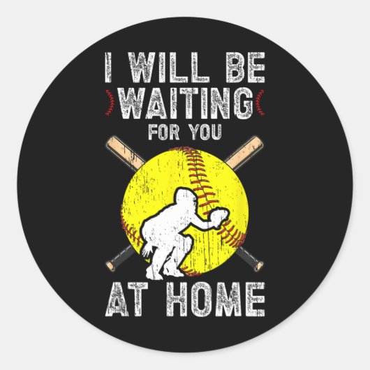 Sticker Rond Waiting For You Girls Softll Catcher Softll Player (Devant)