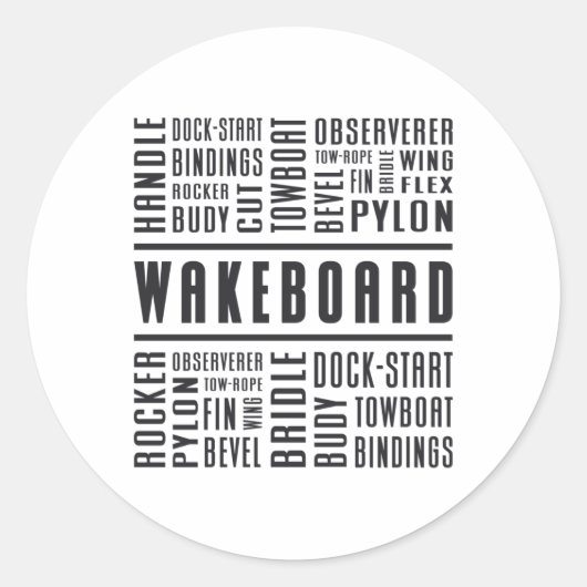Sticker Rond Wakeboard Wakeboard Wake Wakeboard Amateurs Wakebo (Devant)