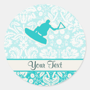 Sticker Rond Wakeboarder turquoise