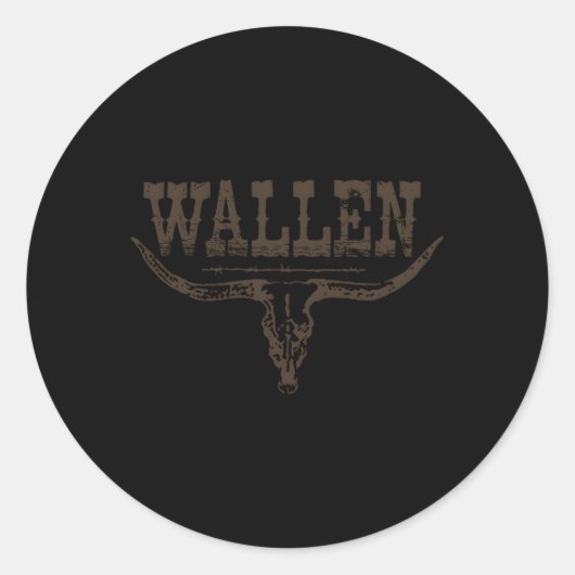 Sticker Rond Wallen Western Wallen Bullhead Cow Wallen (Devant)