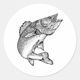 Sticker Rond Walleye Fish