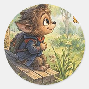 Sticker Rond Wally le loup-garou
