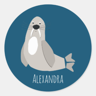 Sticker Rond Walrus personnalisé