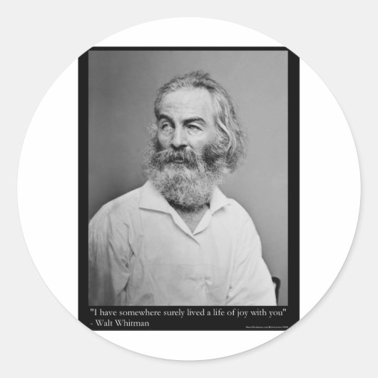 Sticker Rond Walt Whitman Joy With You Love Citer des Mugs Tee  (Devant)