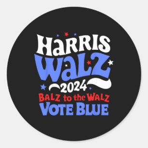 Sticker Rond Walz 2024 Election Balz To The Walz Vote Blue Funn