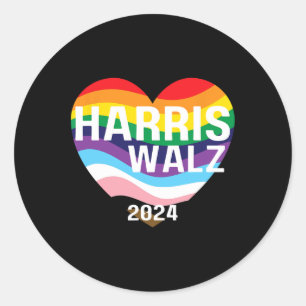 Sticker Rond Walz 2024 Gay pride Lgbtq Rainbow Kamala Harris 1