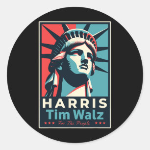Sticker Rond Walz 2024 Kamala Harris 2024 Tim Walz 2024 États-U