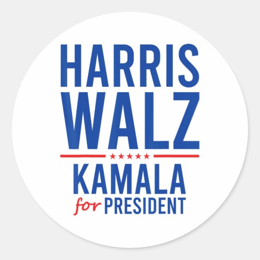 Sticker Rond Walz 2024 Kamala Harris Pour Le Président Tim Walz (Devant)