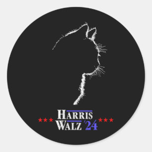 Sticker Rond Walz Chemise Chat Dames Pour Harris Kamala Walz Ch