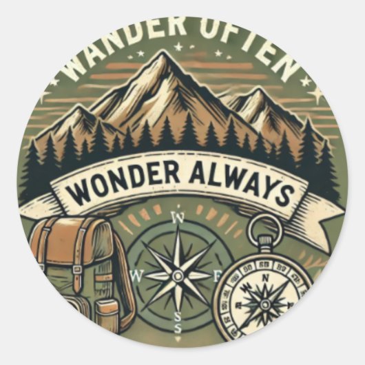Sticker Rond Wander and Wonder (Devant)