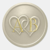 Sticker Rond Warm Gray Two Hearts Intertwined Wedding (Devant)