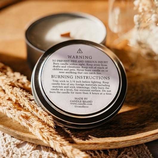 Sticker Rond Warning Burning Instructions Candle Label