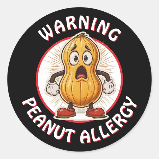 Sticker Rond Warning Peanut Allergy Alert   (Devant)