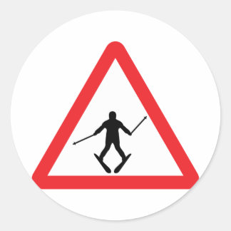 Sticker Rond warnsign apprenant ski - skier skier plow