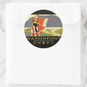 Sticker Rond Warrenpint et les montagnes de Mourne (Sac)