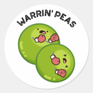 Sticker Rond Warrin Peace Funny Pea Pun