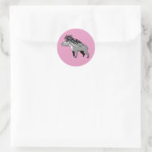 Sticker Rond Warthog - Cute rose Warty PIG - Faune - Nature (Sac)
