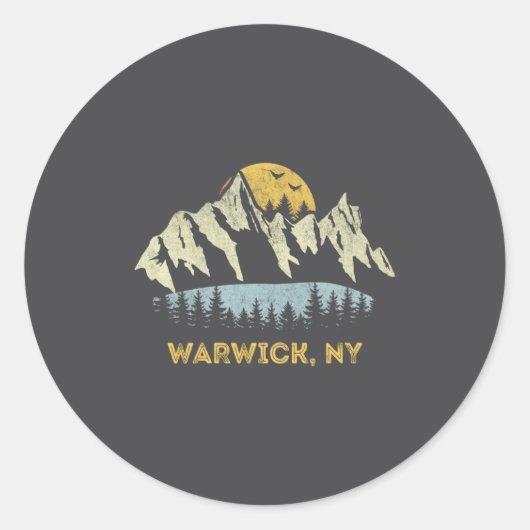 Sticker Rond Warwick New York Mountain Sunset Sunrise Ny  (Devant)