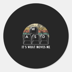 Sticker Rond Wasd C'est Ce Qui Me Fait Bouger - Drôle Pc Joueur