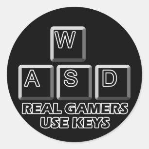 Sticker Rond WASD - Les vrais joueurs utilisent des clés