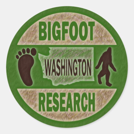 Sticker Rond Washington Bigfoot Research (Devant)