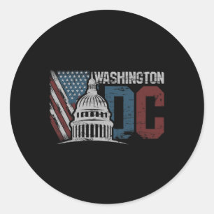 Sticker Rond Washington Dc Capitol Hill Usa Drapeau Souvenir De
