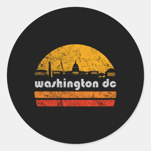Sticker Rond Washington Dc City Skyline Patiné (Devant)