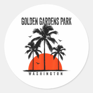 Sticker Rond Washington Golden Gardens Park Surfing Surfboardin