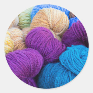 Sticker Rond Washington, Seabeck. Pelotes de laine colorée