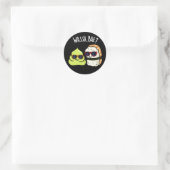 Sticker Rond Wassa Bae Drôle Nourriture Wasabi Pun Dark BG (Sac)
