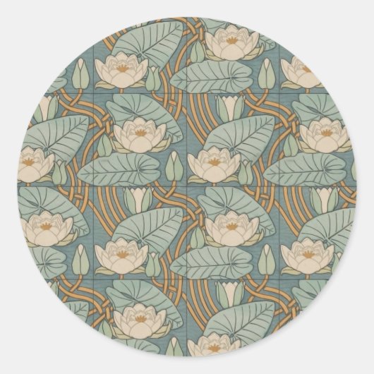 Sticker Rond Water Lys Lily Art Nouveau Nature (Devant)