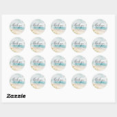 Sticker Rond Watercolor Beach Wedding Merci (Feuille)