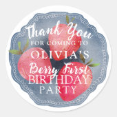 Sticker Rond Watercolor Berry First Birthday Favor  (Devant)