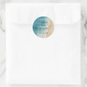 Sticker Rond Watercolor Blue Ocean Sand Beach Wedding (Sac)