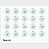 Sticker Rond Watercolor Booster Rooster Farm Merci (Feuille)