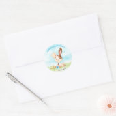 Sticker Rond Watercolor Boy Bunny Baby shower Farm (Enveloppe)