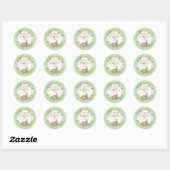 Sticker Rond Watercolor Bunny Spring Wildflowers Happy Easter  (Feuille)