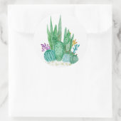Sticker Rond Watercolor , cactus , succulents (Sac)