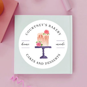 Sticker Rond Watercolor Cake Boutique Accueil Boulangerie Resta